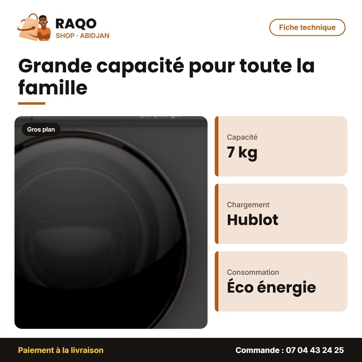 Machine à Laver 7kg Nasco Front Load Auto. Silver – Écran D'affichage – A+++ | SNASFL-7KG-SBD