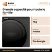 Machine à Laver 7kg Nasco Front Load Auto. Silver – Écran D'affichage – A+++ | SNASFL-7KG-SBD