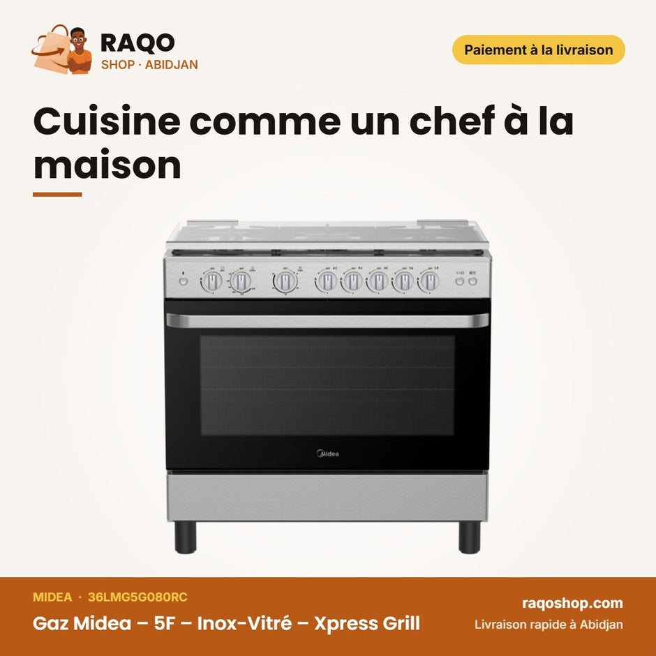 Gaz Midea – 5F – Inox-Vitré – Xpress Grill | 36LMG5G080RC