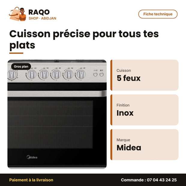 Gaz Midea – 5F – Inox-Vitré – Xpress Grill | 36LMG5G080RC