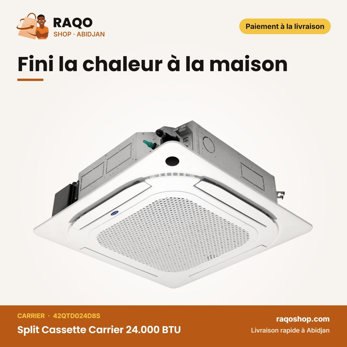 Split Cassette Carrier 24.000 BTU – Unité Extérieur 38QUS024D8SX – Inverter | 42QTD024D8S