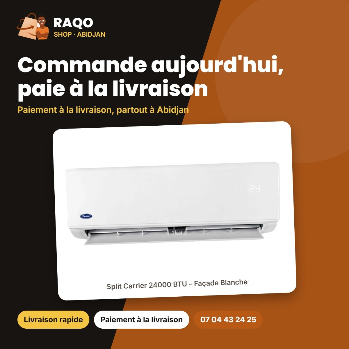 Split Carrier 24000 BTU – Façade Blanche – Unité Extérieure 38AHC024FT | 42AHC024FT