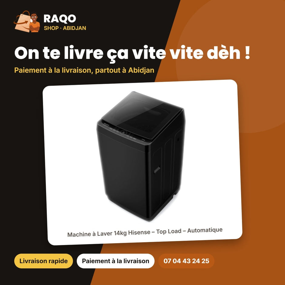 Machine à Laver 14kg Hisense – Top Load – Automatique – Premium Black | WT3K1423UB