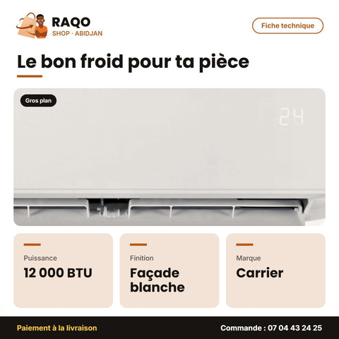 Split Carrier 12000 BTU – Façade Blanche – Unité Extérieure 38AHC012FT | 42AHC012FT