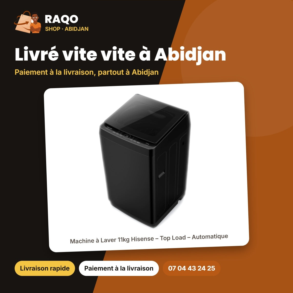 Machine à Laver 11kg Hisense – Top Load – Automatique – Premium Black | WT3K1123UB