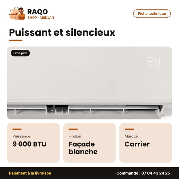 Split Carrier 9000 BTU – Façade Blanche – Unité Extérieure 38AHC009FT | 42AHC009FT