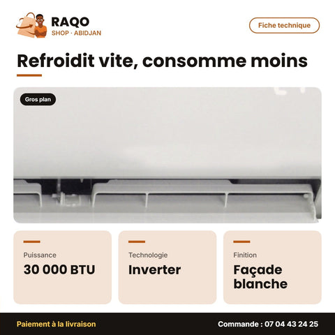 Split Carrier 30000 BTU – Façade Blanche – Inverter – Unité Extérieur 38AHC030VT | 42AHC030VT