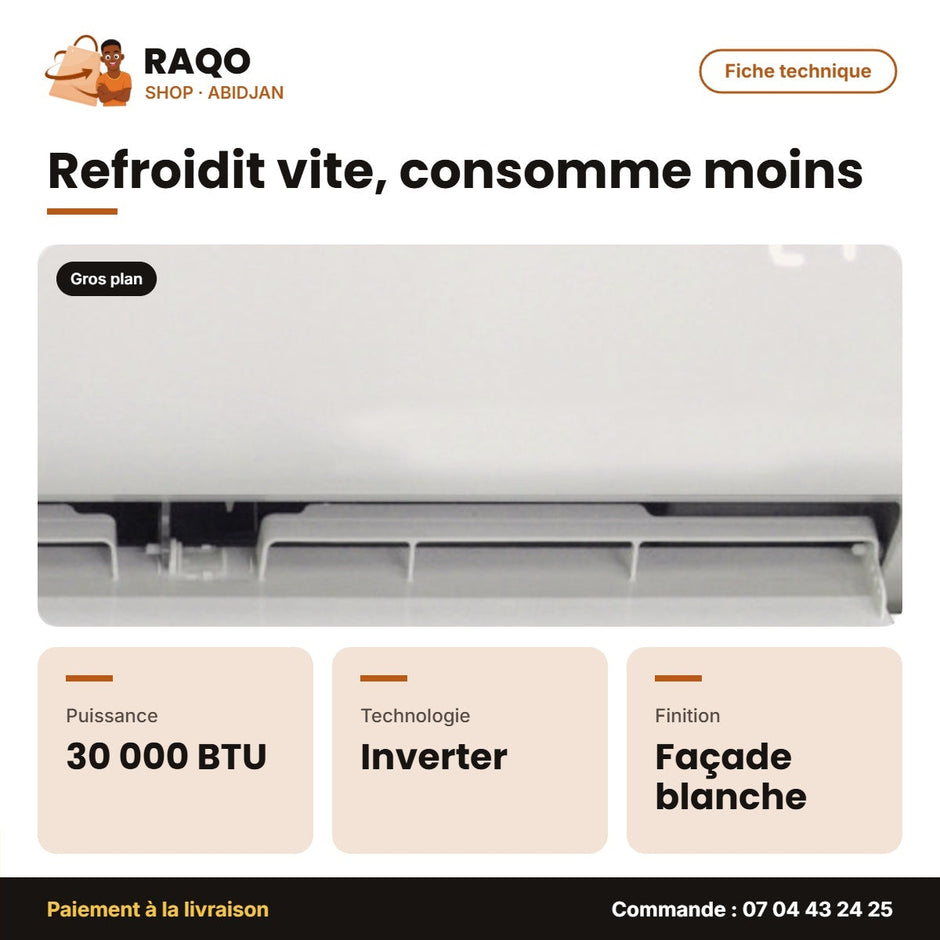 Split Carrier 30000 BTU – Façade Blanche – Inverter – Unité Extérieur 38AHC030VT | 42AHC030VT