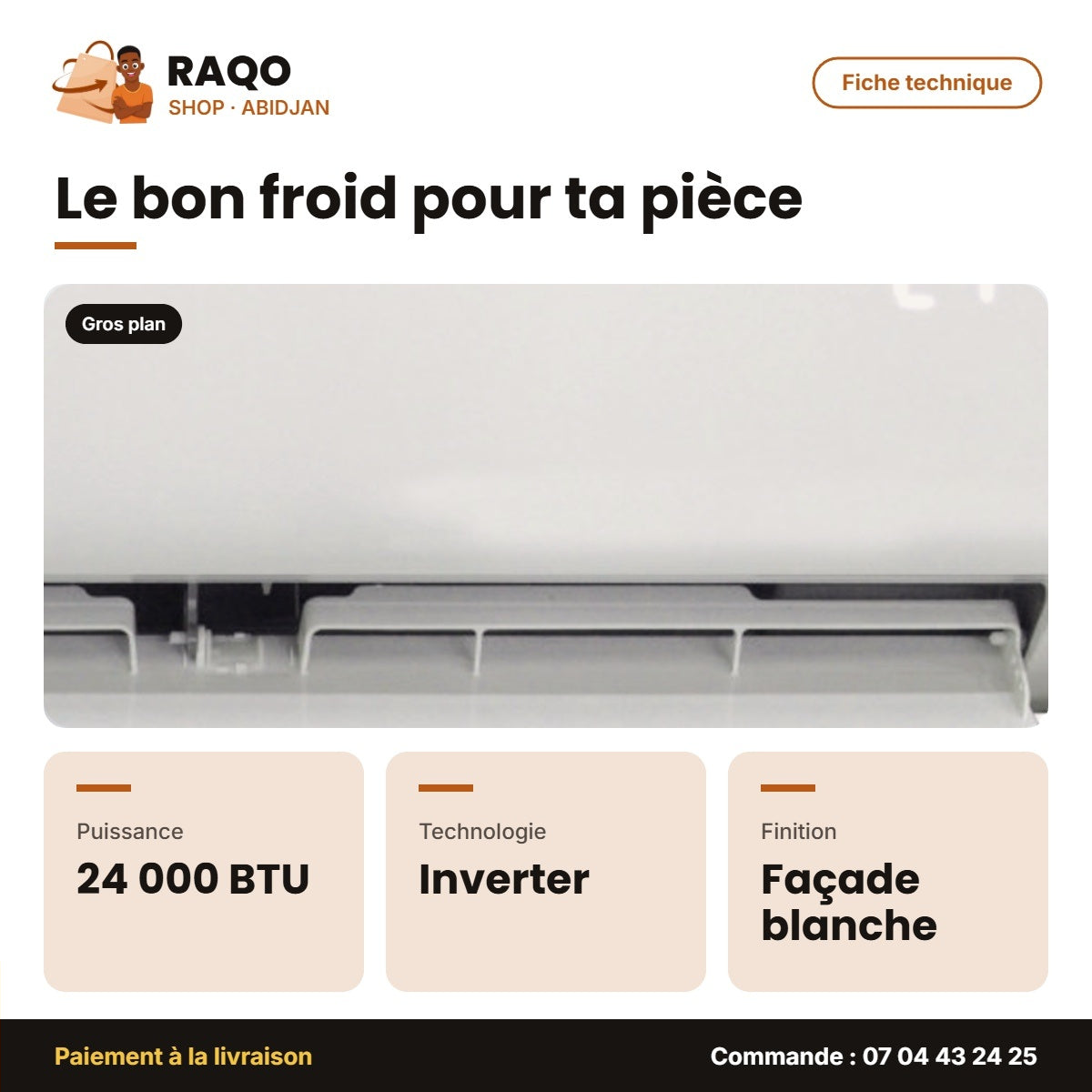 Split Carrier 24000 BTU – Façade Blanche – Inverter – Unité Extérieur 38AHC024VT | 42AHC024VT