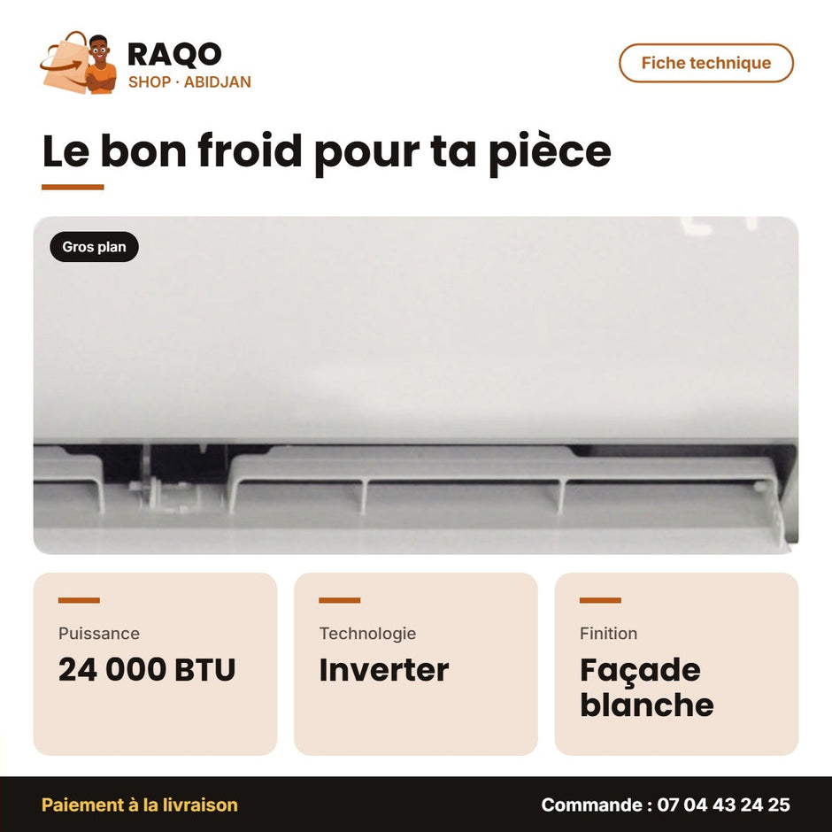 Split Carrier 24000 BTU – Façade Blanche – Inverter – Unité Extérieur 38AHC024VT | 42AHC024VT