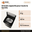 Machine à Laver 8kg Hisense Top Load – Titanium Grey – 420W | WTJA802T