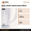 Mixeur Nasco 1.5 L 400W Plastic Body – Bleu-Blanc – Avec Broyeur | MIXER_BL1008AK-CB