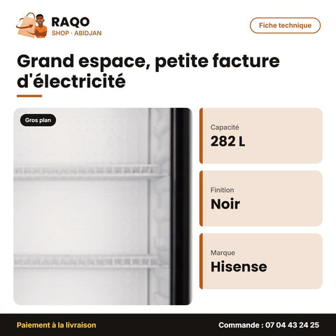 Refroidisseur Hisense – 282L – Contour Noir | FL-37FCE