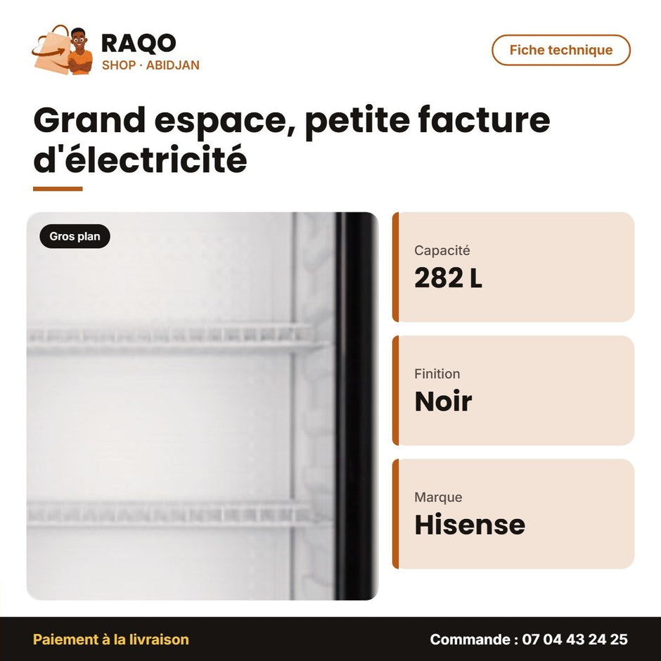 Refroidisseur Hisense – 282L – Contour Noir | FL-37FCE