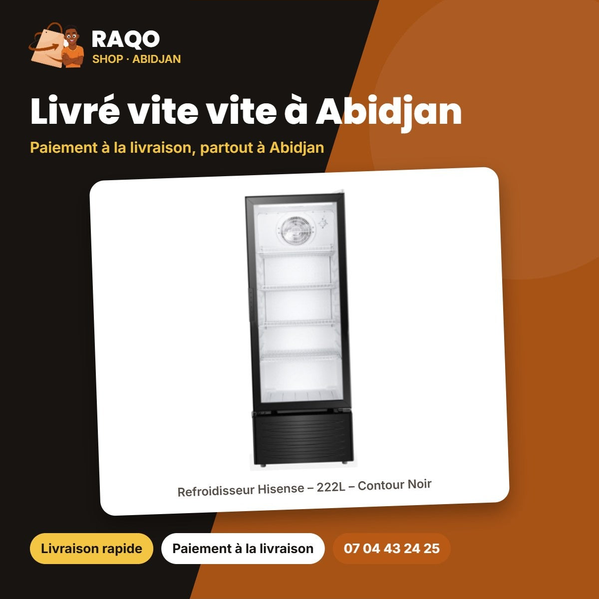 Refroidisseur Hisense – 222L – Contour Noir | FL-30FCE