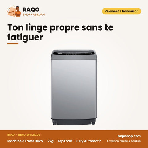 Machine à Laver Beko – 12kg – Top Load – Fully Automatic | BEKO_WTLI120S