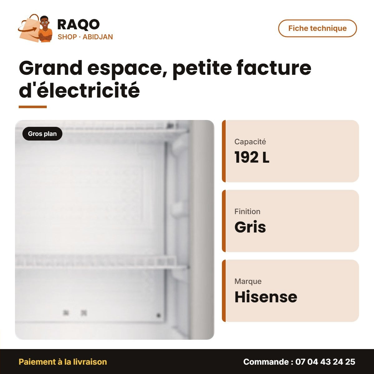 Refroidisseur Hisense – 192L – Contour Gris | FL-26FCE