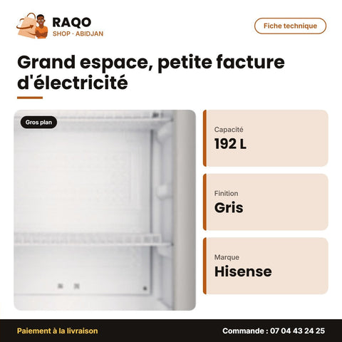Refroidisseur Hisense – 192L – Contour Gris | FL-26FCE