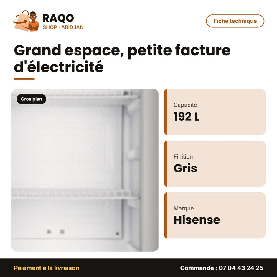 Refroidisseur Hisense – 192L – Contour Gris | FL-26FCE