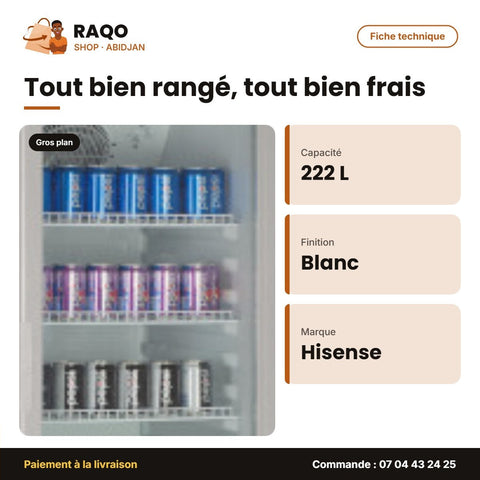 Refroidisseur Hisense – Vitré-Contour Blanc – 222 L | FL-30FC