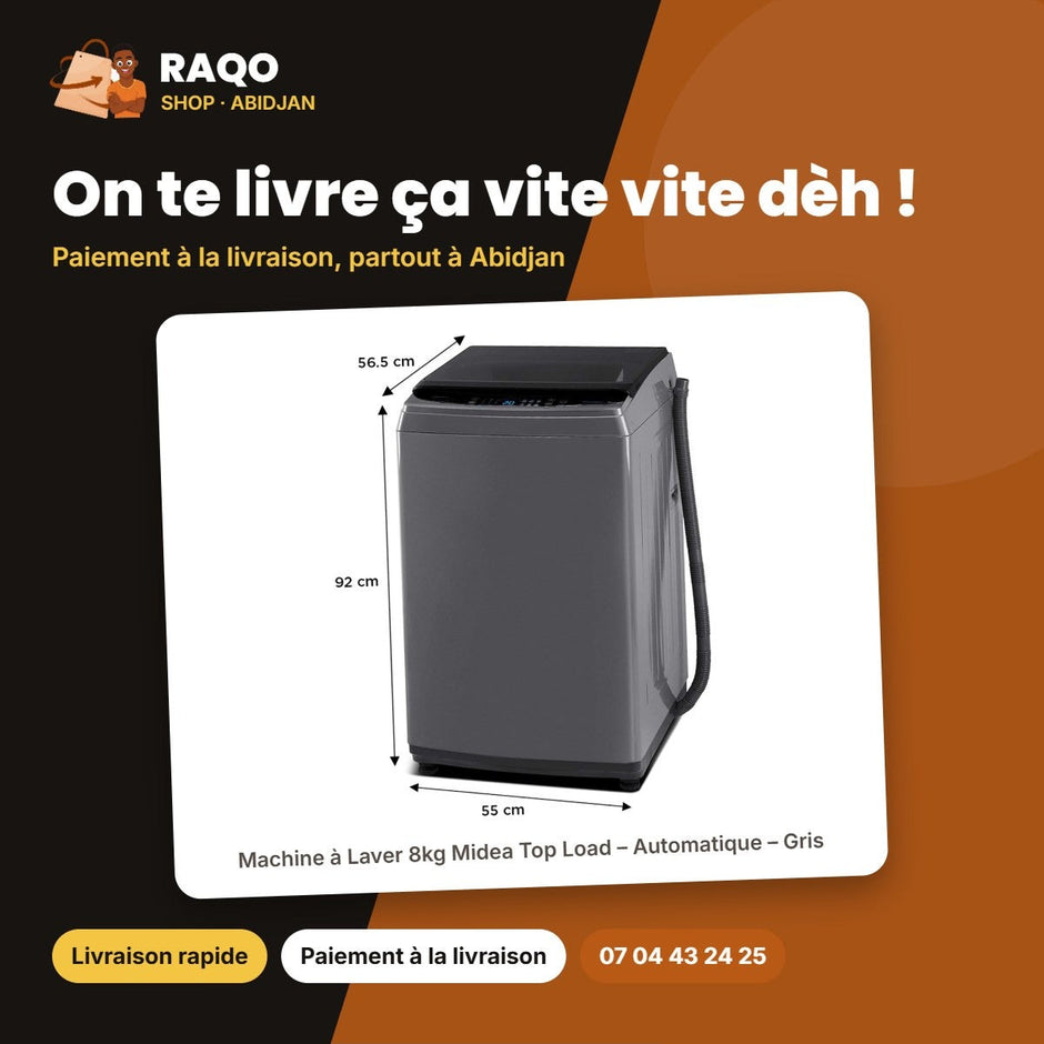 Machine à Laver 8kg Midea Top Load – Automatique – Gris – Healthguard | MA200W80/G