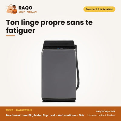 Machine à Laver 8kg Midea Top Load – Automatique – Gris – Healthguard | MA200W80/G