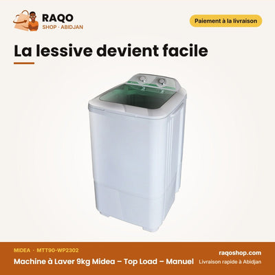 Machine à Laver 9kg Midea – Top Load – Manuel – Single Tub | MTT90-WP2302