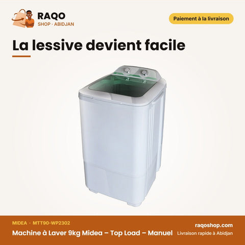Machine à Laver 9kg Midea – Top Load – Manuel – Single Tub | MTT90-WP2302
