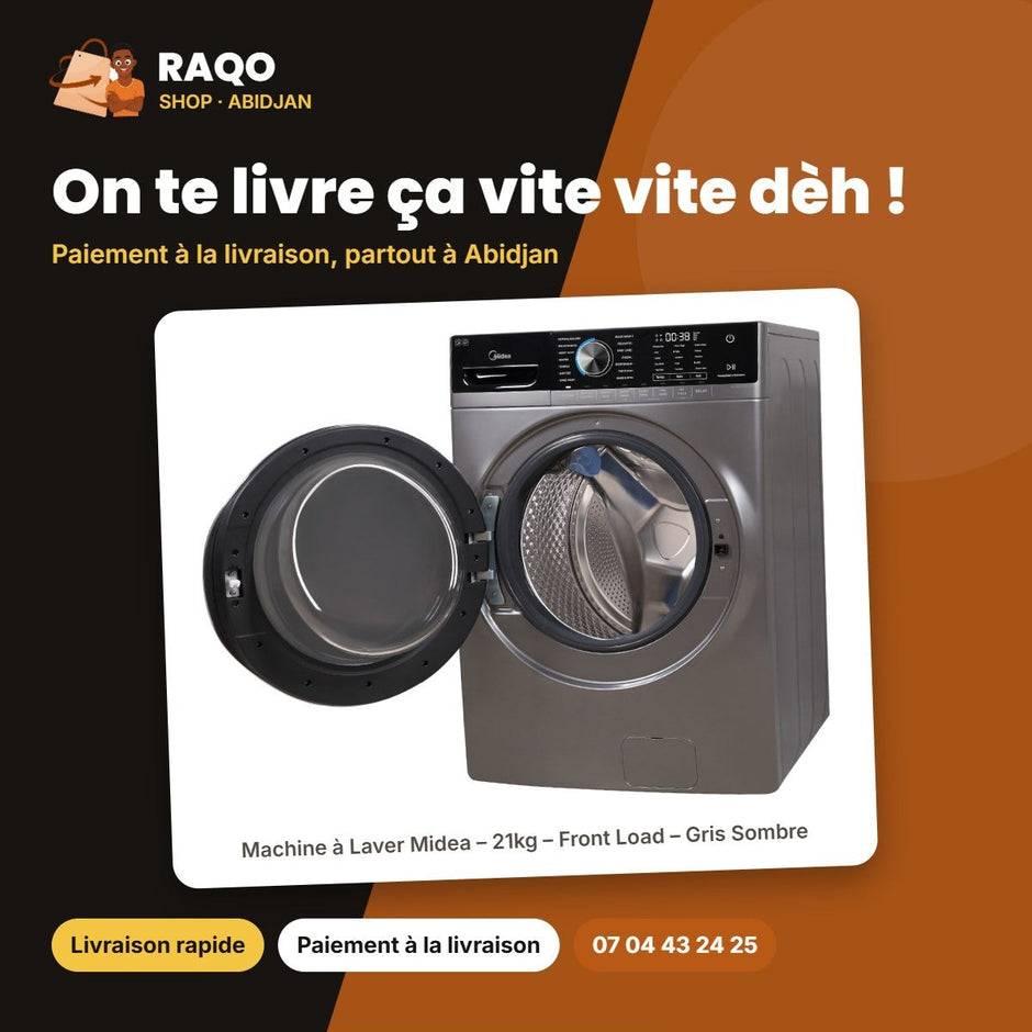 Machine à Laver Midea – 21kg – Front Load – Gris Sombre | MF600W210B/S