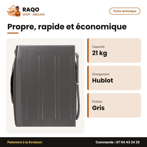 Machine à Laver Midea – 21kg – Front Load – Gris Sombre | MF600W210B/S
