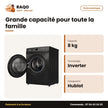 Machine à Laver 8kg Midea Front Load – Inverter Quatro – Healthguard – Titanium | MF200W80WB/T
