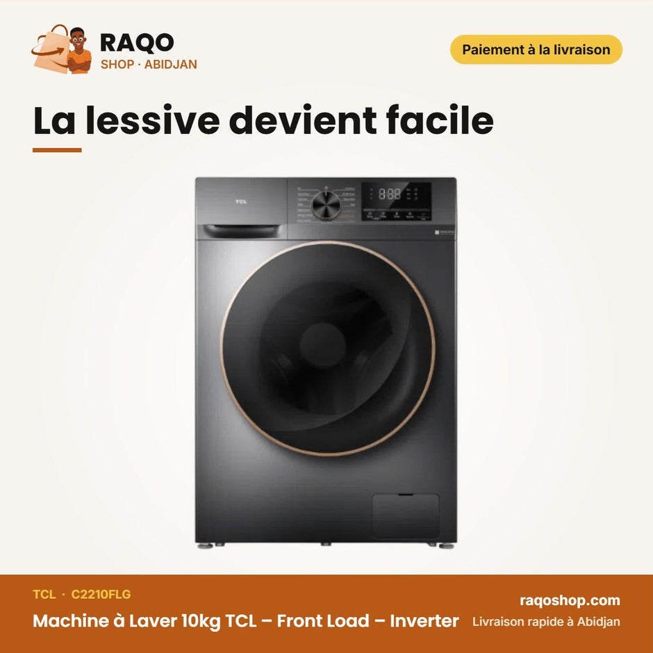 Machine à Laver 10kg TCL – Front Load – Inverter – Direct Drive Motor | C2210FLG