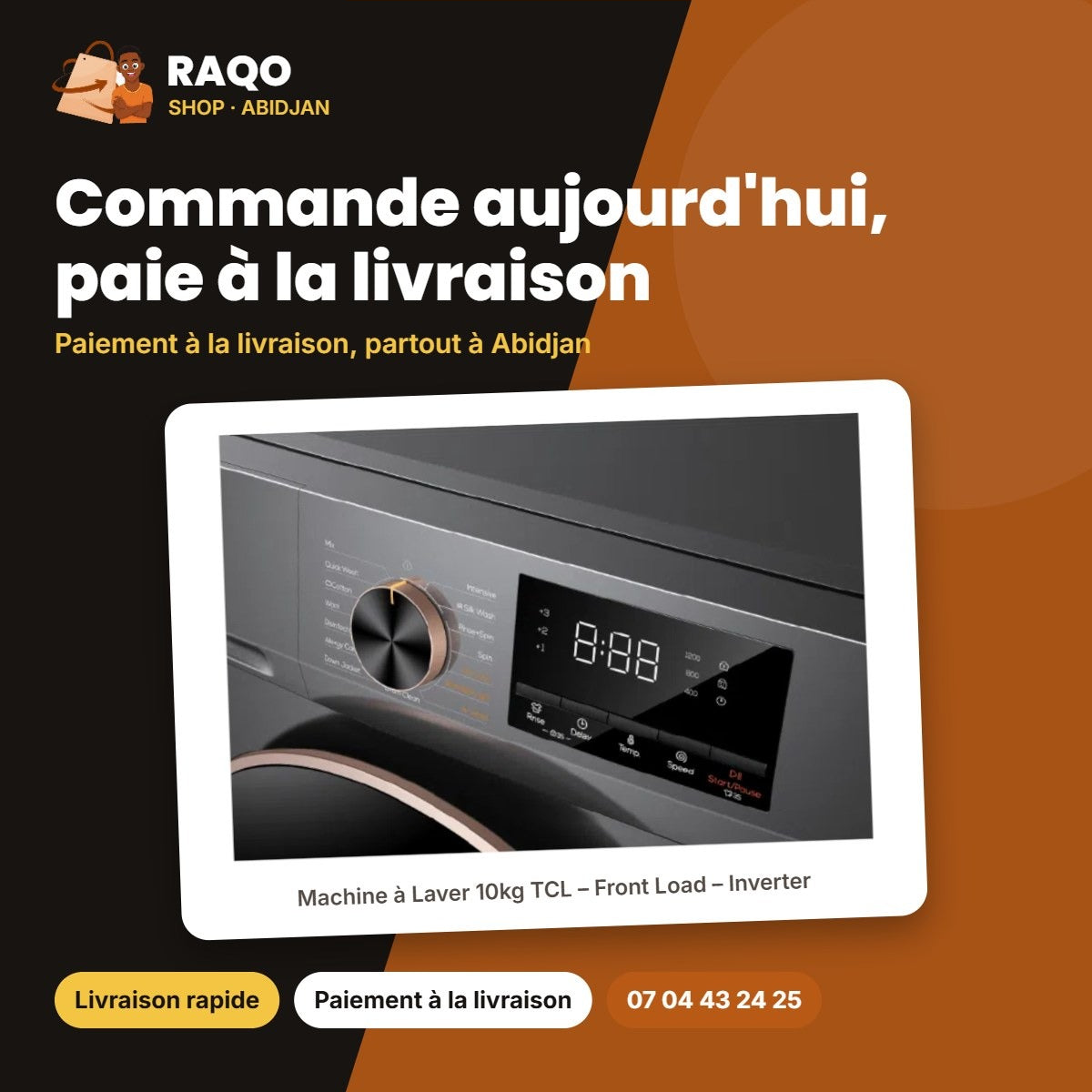 Machine à Laver 10kg TCL – Front Load – Inverter – Direct Drive Motor | C2210FLG