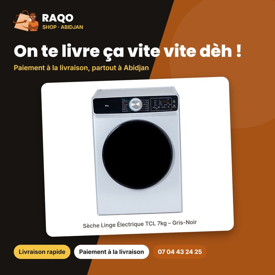 Sèche Linge Électrique TCL 7kg – Gris-Noir | TCL_P107DYS