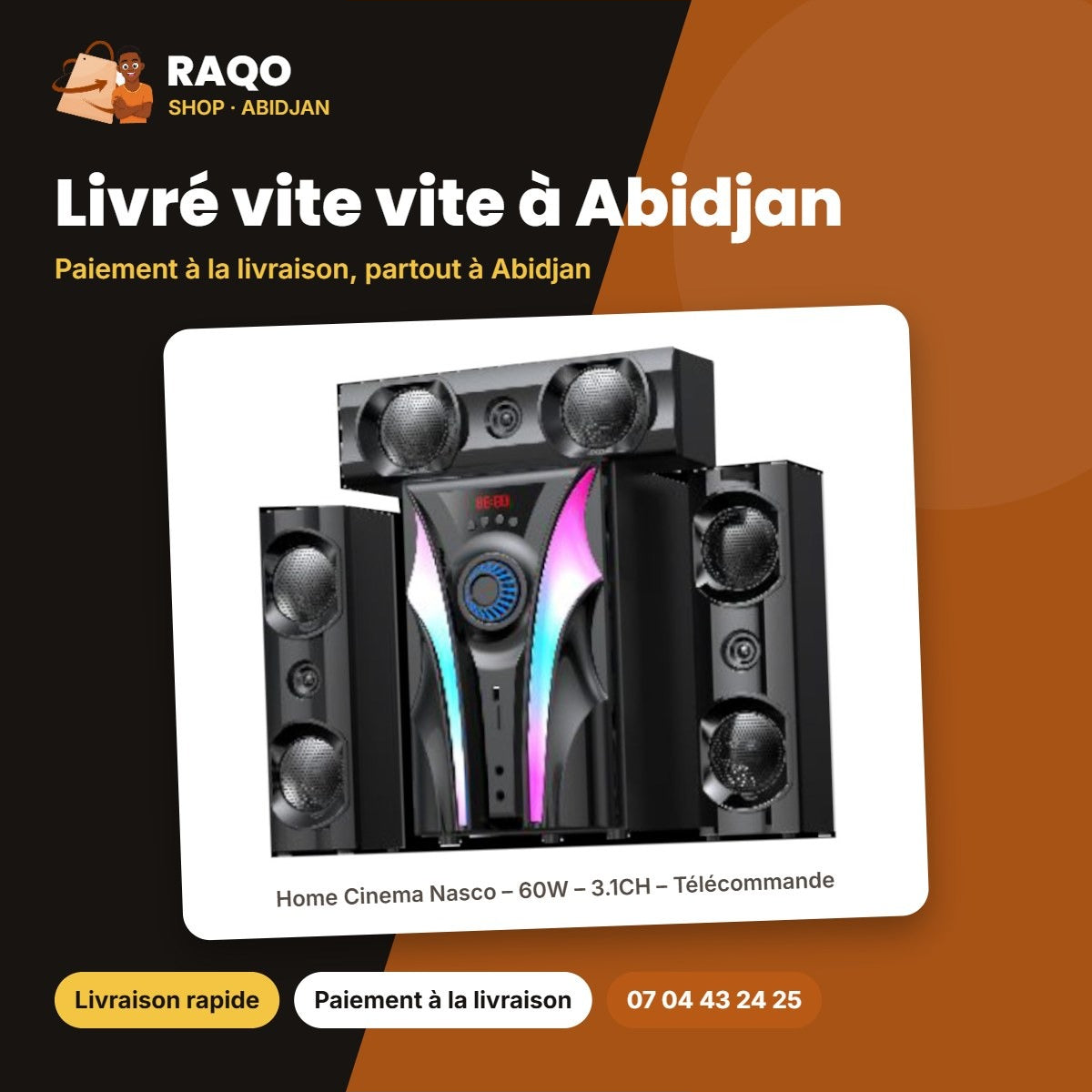 Home Cinema Nasco – 60W – 3.1CH – Télécommande | NS-8662B
