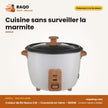 NAS-RC2,8WM - Cuiseur de Riz Nasco 2.8L – Couvercle en Verre – 1000W – Blanc-Bois | NAS-RC2,8WM