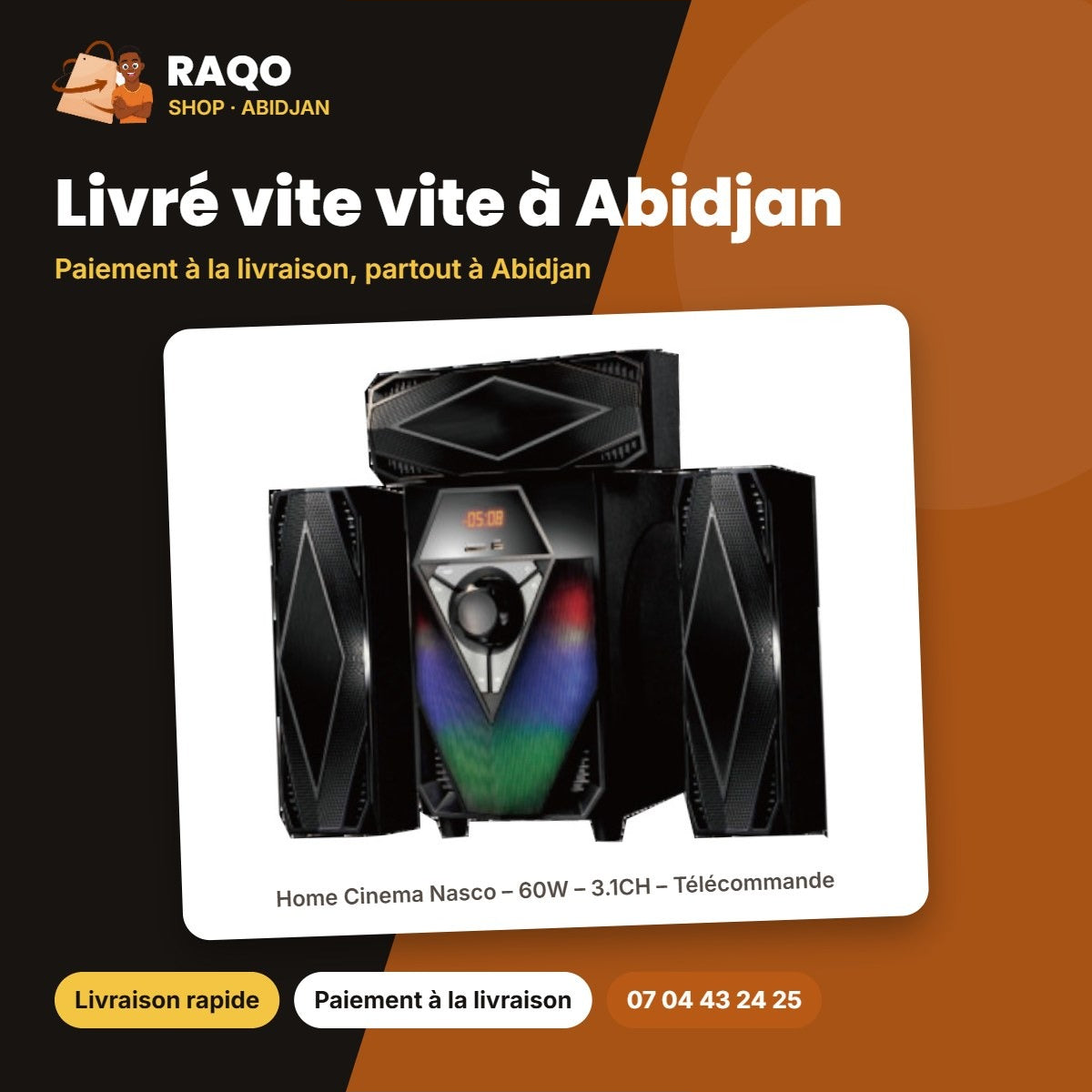 Home Cinema Nasco – 60W – 3.1CH – Télécommande | NS-V660B
