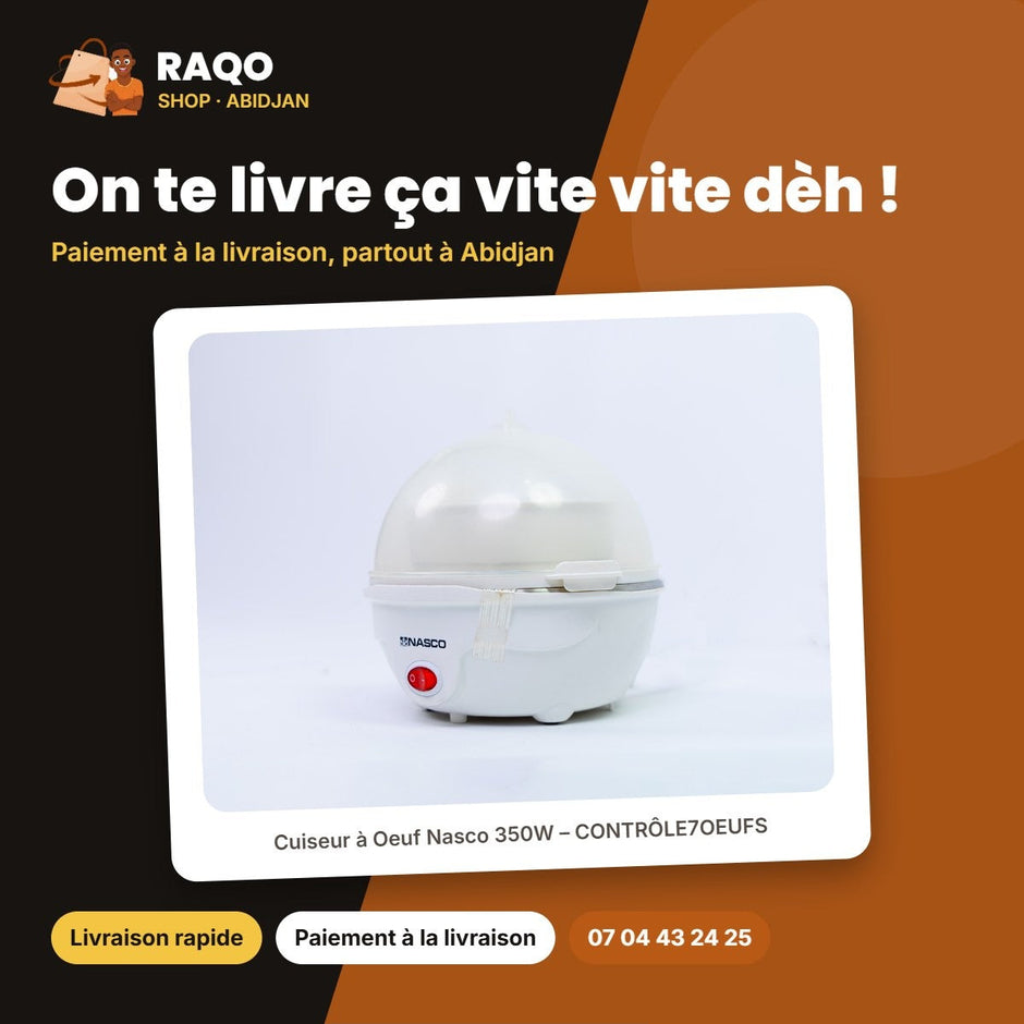 Cuiseur à Oeuf Nasco 350W – CONTRÔLE7OEUFS – Plastic Body – Blanc | EB2042A-GS