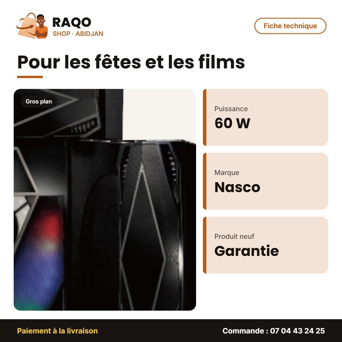 Home Cinema Nasco – 60W – 3.1CH – Télécommande | NS-V660B