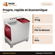 Machine à Laver 12kg Samsung – Top Load – Twin Tub – Gris Clair-Rouge | WT12J4200MR/NQ