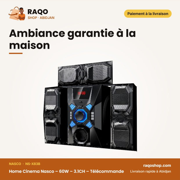 Home Cinema Nasco – 60W – 3.1CH – Télécommande | NS-X83B