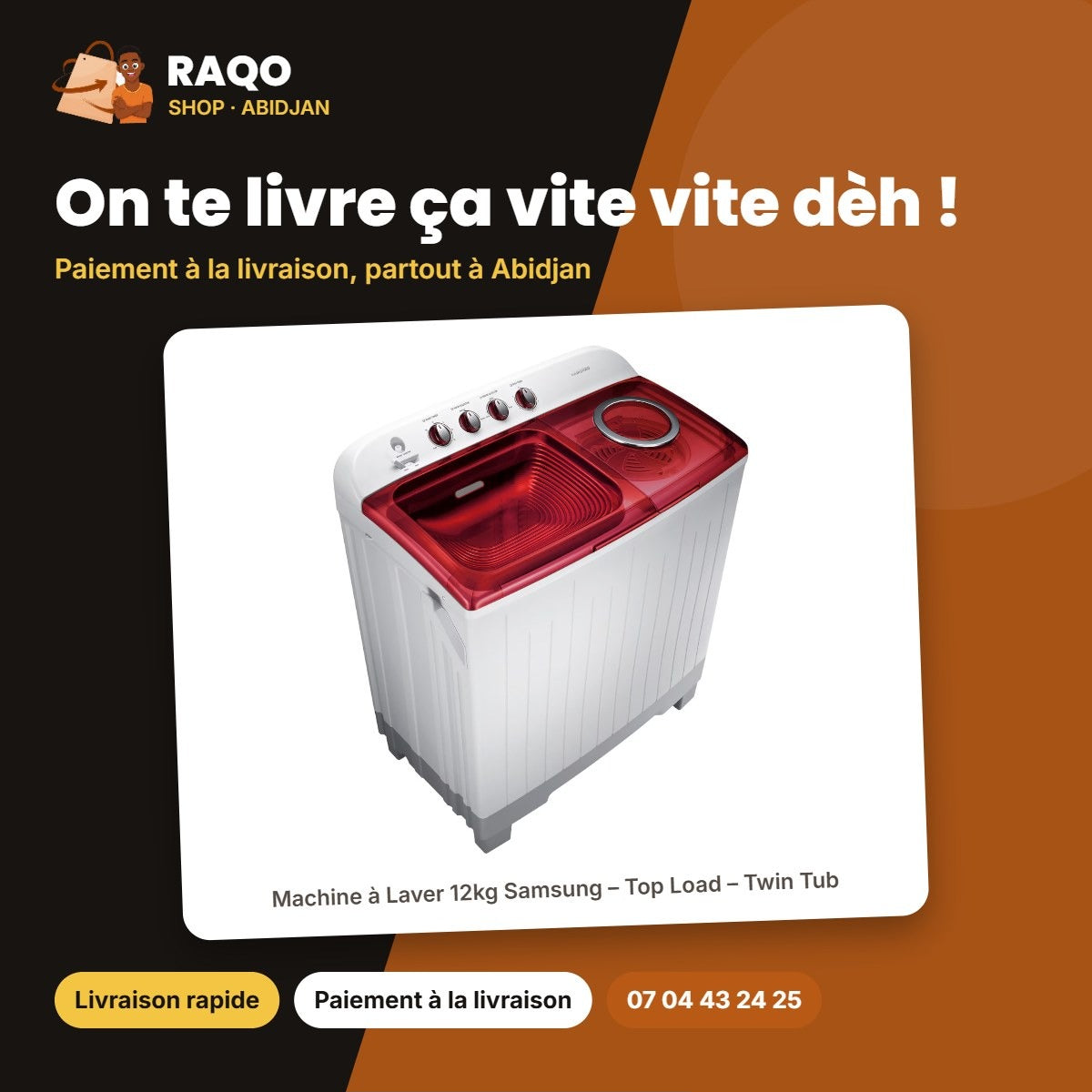 Machine à Laver 12kg Samsung – Top Load – Twin Tub – Gris Clair-Rouge | WT12J4200MR/NQ