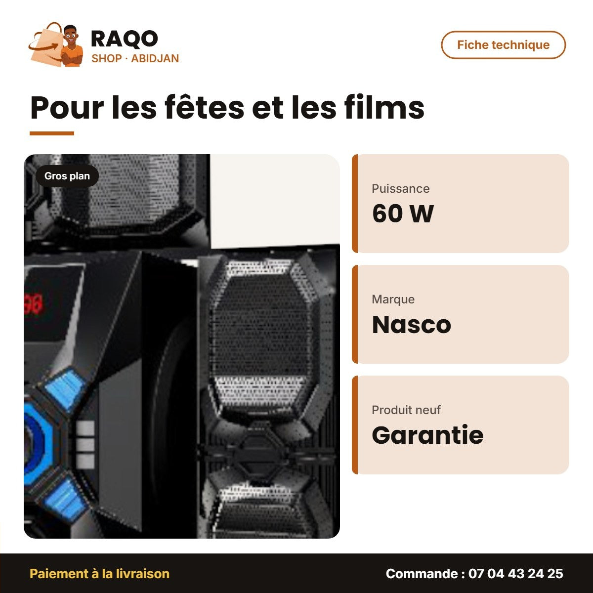 Home Cinema Nasco – 60W – 3.1CH – Télécommande | NS-X83B