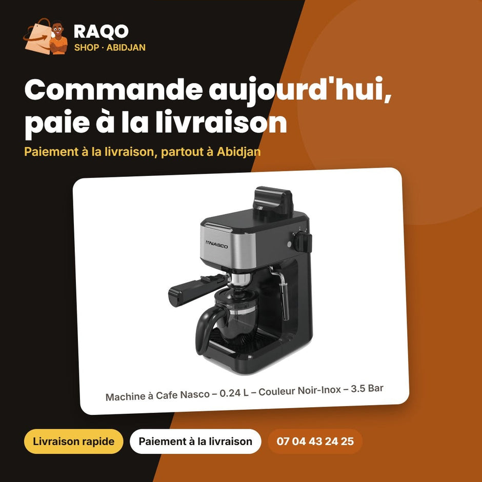 Machine à Cafe Nasco – 0.24 L – Couleur Noir-Inox – 3.5 Bar | CM5430-N