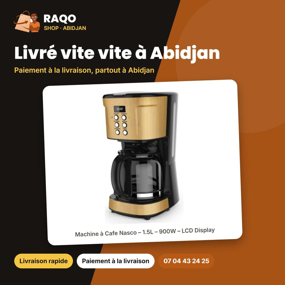 Machine à Cafe Nasco – 1.5L – 900W – LCD Display | CAFE_CM9410T-GS