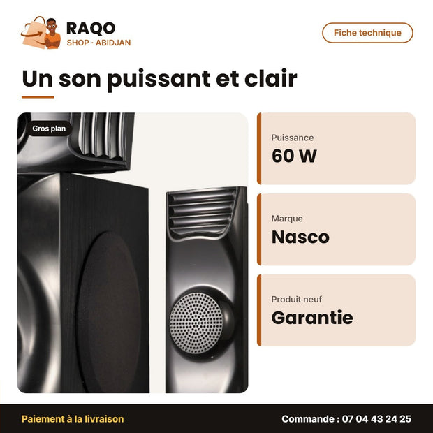 Home Cinema Nasco – 60W – 3.1CH – Télécommande | NS-3403