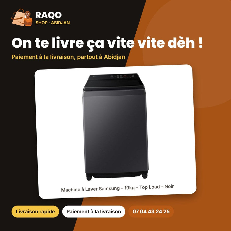 Machine à Laver Samsung – 19kg – Top Load – Noir | WA80F19S8BNQ