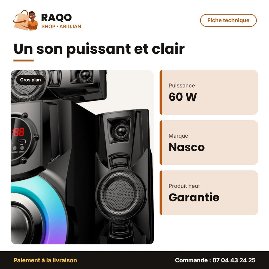 Home Cinema Nasco – 60W – 3.1CH – Télécommande | NS-2903
