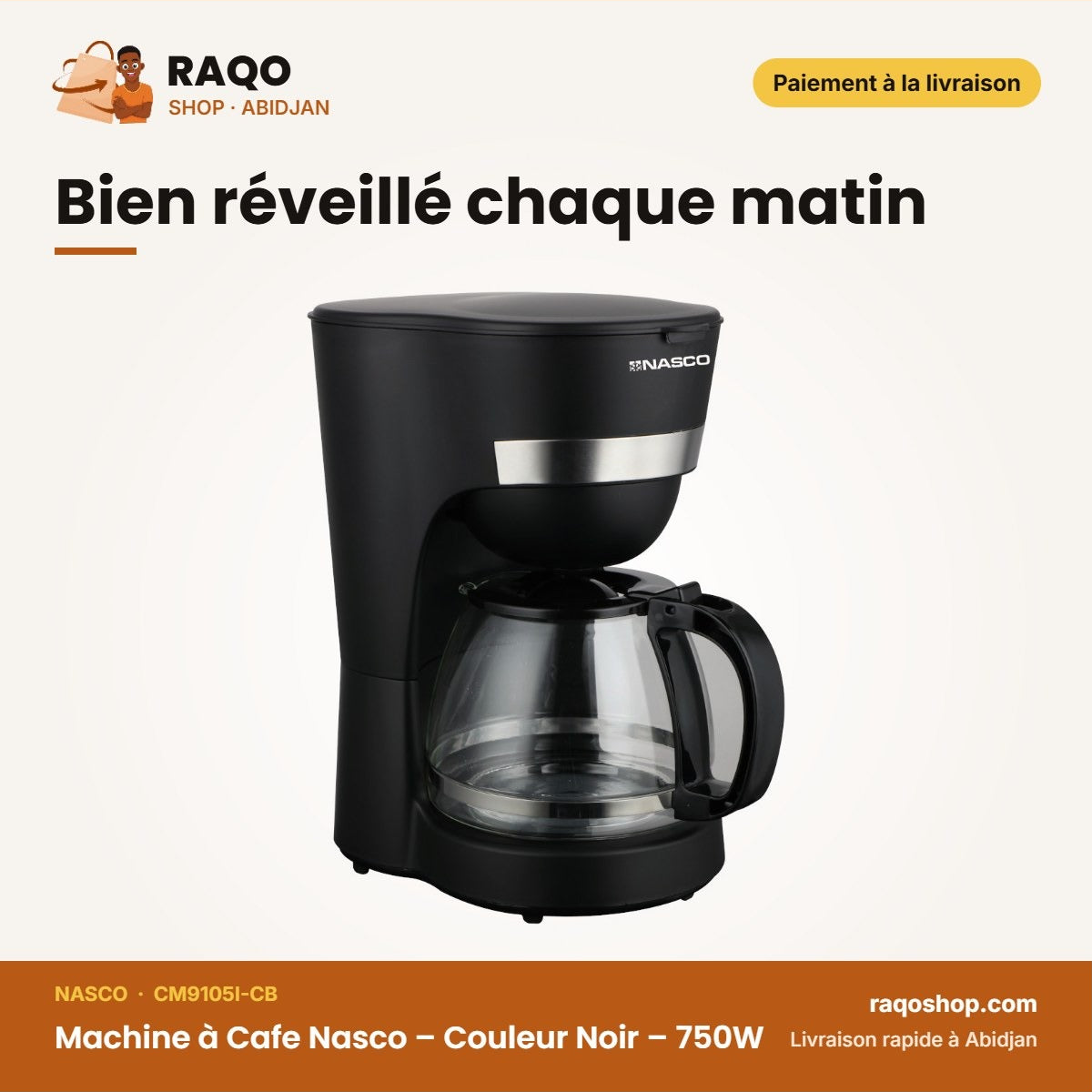 Machine à Cafe Nasco – Couleur Noir – 750W | CM9105I-CB