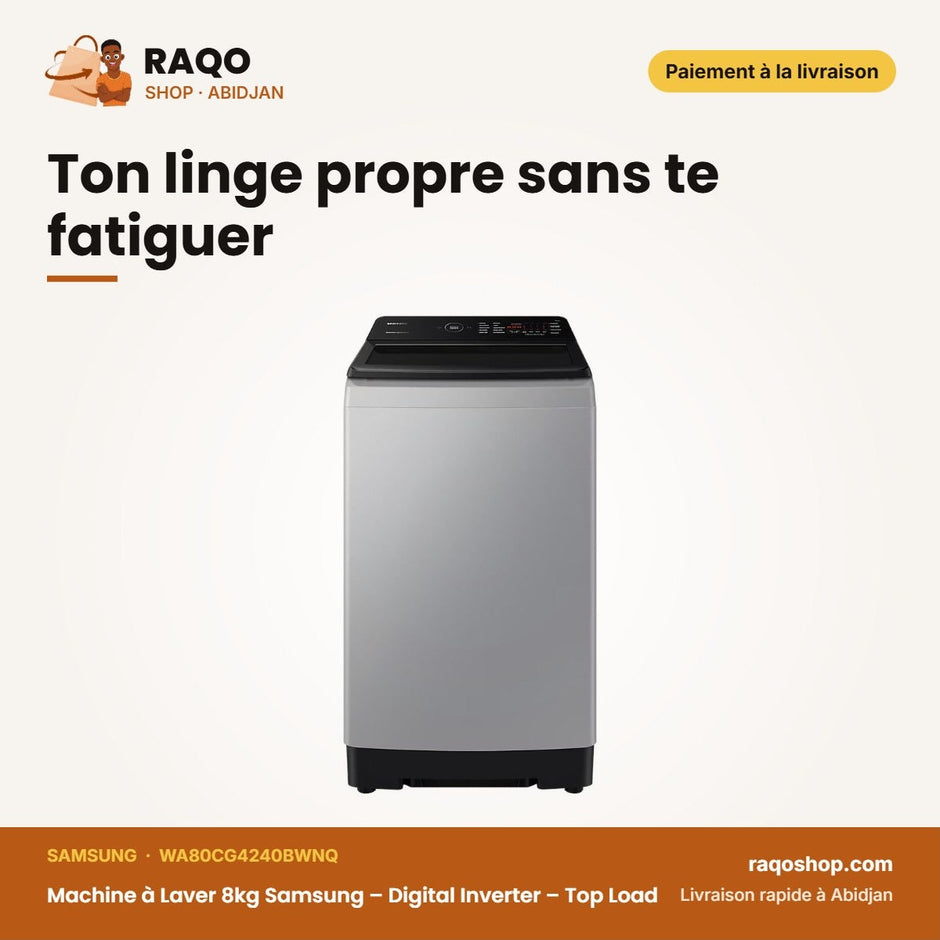 Machine à Laver 8kg Samsung – Digital Inverter – Top Load – Blanc | WA80CG4240BWNQ